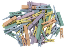 Wasknijpers - Folia - hout - pastelkleuren - set van 48
