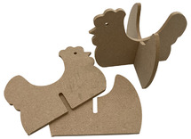 Hout - eierhouder - kip - set van 2