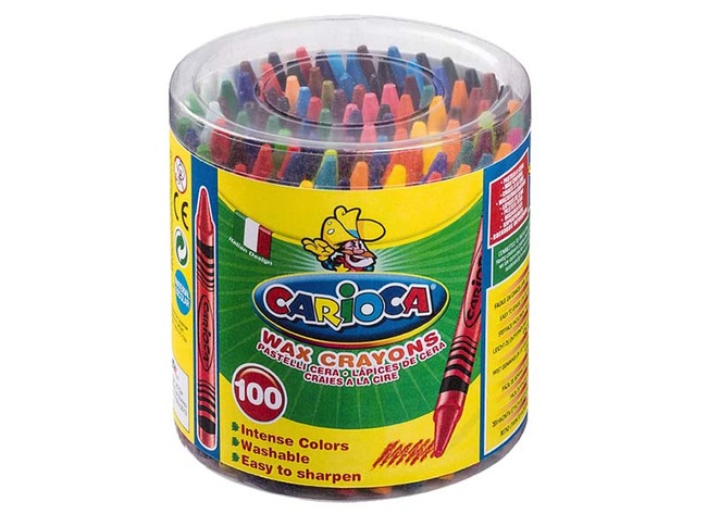 Waskrijt - Carioca Wax Crayons - pot - set van 100 assorti