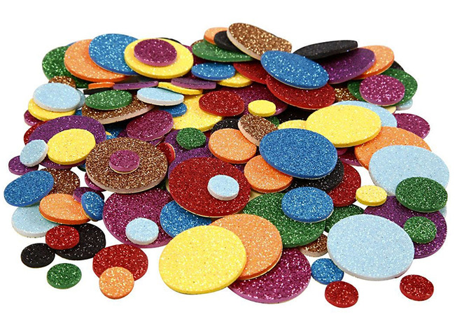 Stickers - foam - cirkels - glitter - set van 150