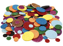 figuren - cirkels - foam - glitter - gekleurd - set van 150