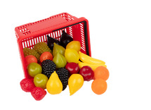 Speelgoed - imitatievoeding - winkelmandje - fruit - kunststof - set van 24