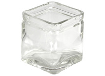 Glas - theelichthouder - vierkant - 5,5 x 5,5 cm - set van 12