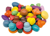 Speelfiguren - tickit Wooden Treasures Taster Set - hout - gekleurd - met opbergzak - loose parts - set van 42 assorti