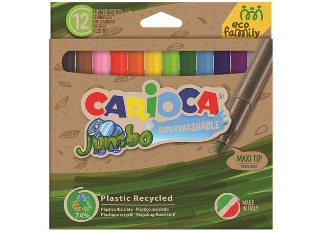 Stiften - kleurstiften - Carioca Jumbo Ecofamily - dikke punt - set van 12 assorti