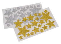 figuren - sterren - Folia - foam - zelfklevend - goud en zilver - set van 40
