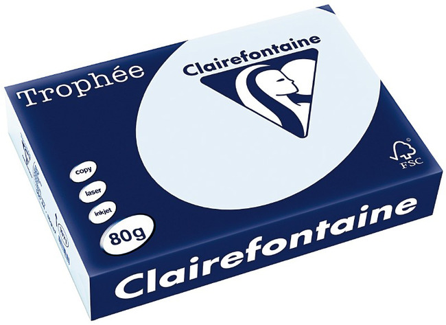 Papier - fotokopieerpapier - Clairefontaine Trophée - A4 - 80 g - pastel - helderblauw - pak van 500 vellen