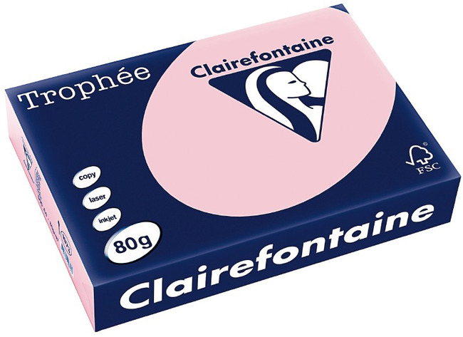 Papier - fotokopieerpapier - Clairefontaine Trophée - A4 - 80 g - pastel - roos - pak van 500 vellen