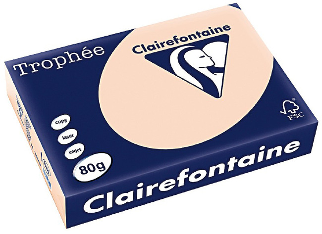 Papier - fotokopieerpapier - Clairefontaine Trophée - A4 - 80 g - pastel - zalm - pak van 500 vellen