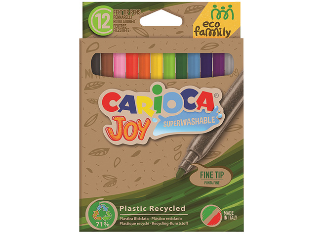 Stiften - kleurstiften - Carioca Joy Ecofamily - fijne punt - set van 12 assorti