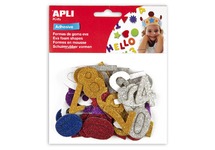figuren - cijfers - Apli Kids - foam - glitter - zelfklevend - gekleurd - set van 50
