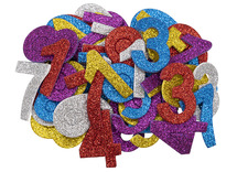 Figuren - foam - cijfers - Apli Kids - glitter - zelfklevend - gekleurd - set van 50