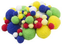 Pompons - opaak - effen - gekleurd - tot 40 mm - decoratie - set van 100