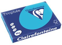 Papier - fotokopieerpapier - Clairefontaine Trophée - A4 - 80 g - intense kleuren - koningsblauw - pak van 500 vellen