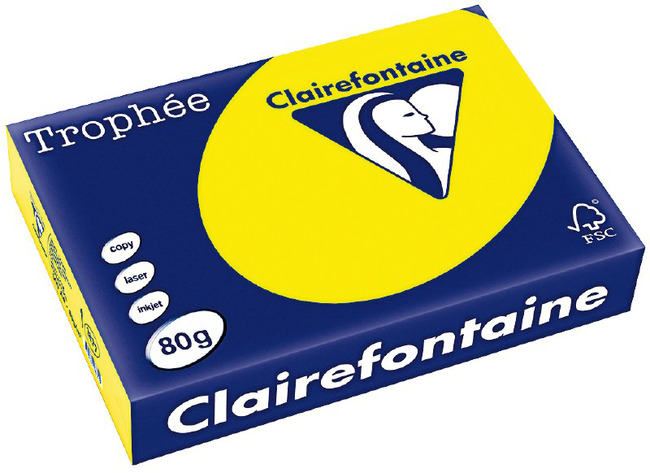 Papier - fotokopieerpapier - Clairefontaine Trophée - A4 - 80 g - zonnegeel - pak van 500 vellen