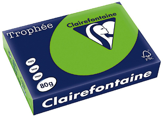 Papier - fotokopieerpapier - Clairefontaine Trophée - A4 - 80 g - grasgroen - pak van 500 vellen