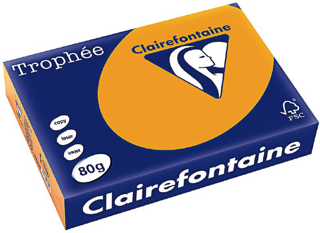 Papier - fotokopieerpapier - Clairefontaine Trophée - A4 - 80 g - feloranje - pak van 500 vellen