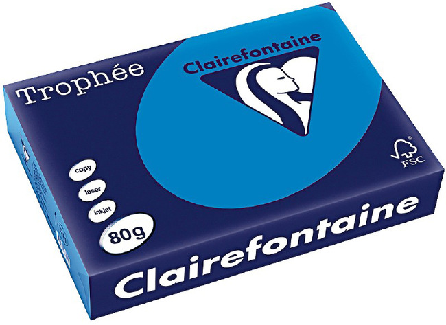 Papier - fotokopieerpapier - Clairefontaine Trophée - A4 - 80 g - turkooisblauw - pak van 500 vellen
