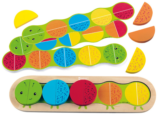 Spel - kleur en vorm - Nathan Atelier Caterpillar - rups - met opdrachtkaarten - per spel