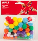 Decoratie - pompons - Apli Kids - 8-20 mm - gekleurd - set van 78