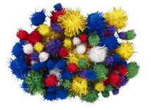 Pompons - opaak - glitter - gekleurd - tot 30 mm - decoratie - set van 100