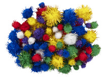 Decoratie - pompons - glitter - tot 30 mm - gekleurd - set van 100