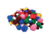 Decoratie - pompons - glitter - tot 30 mm - gekleurd - set van 100