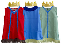 Kleding - verkleedkledij - drie koningen - rollenspel - set van 3 assorti