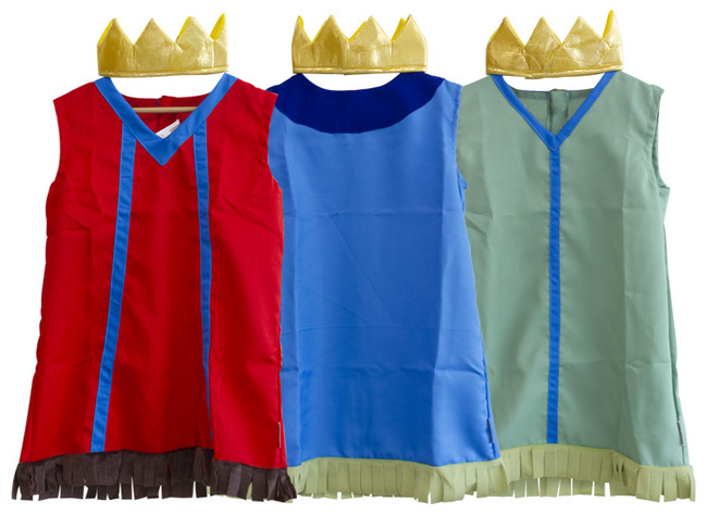 Kleding - verkleedkledij - drie koningen - rollenspel - set van 3 assorti