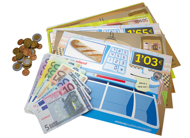 Rekenspel - Euroshopping - met opdrachtkaarten - leren rekenen met geld - per spel