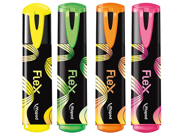 Stiften - markeerstiften - Maped Fluo'Peps Flex - set van 4 assorti