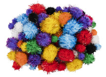 Decoratie - pompons - Apli Kids - glitter - 8-20 mm - gekleurd - set van 78