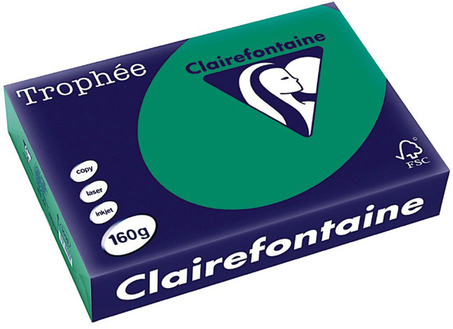 Papier - fotokopieerpapier - Clairefontaine Trophée - A4 - 160 g - dennengroen - pak van 250 vellen