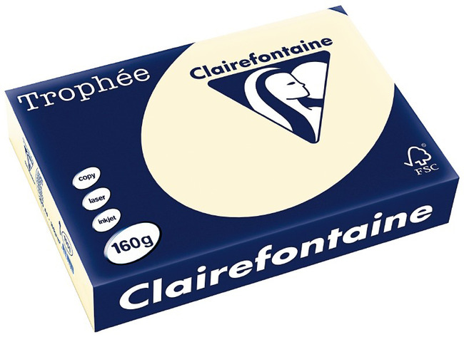 Papier - fotokopieerpapier - Clairefontaine Trophée - A4 - 160 g - pastel - ivoor - pak van 250 vellen