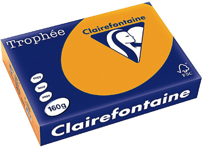 Papier - fotokopieerpapier - Clairefontaine Trophée - A4 - 160 g - feloranje - pak van 250 vellen