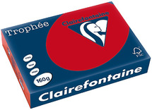 Papier - fotokopieerpapier - Clairefontaine Trophée - A4 - 160 g - kersenrood - pak van 250 vellen