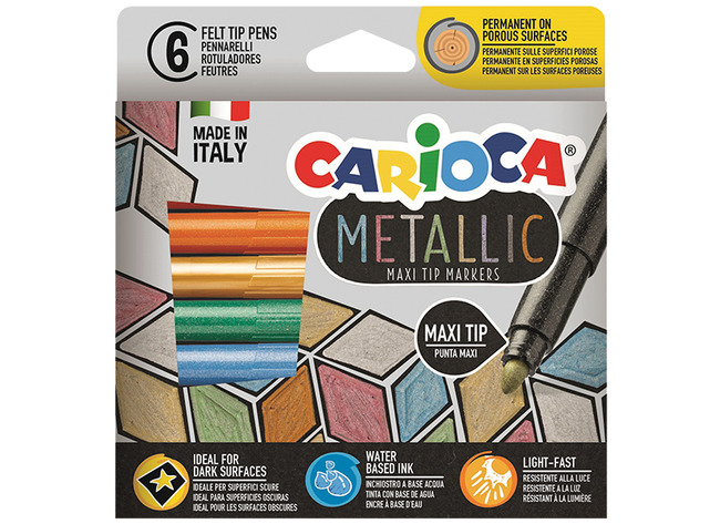 Stiften - kleurstiften - Carioca Metallic - dikke punt - set van 6 assorti