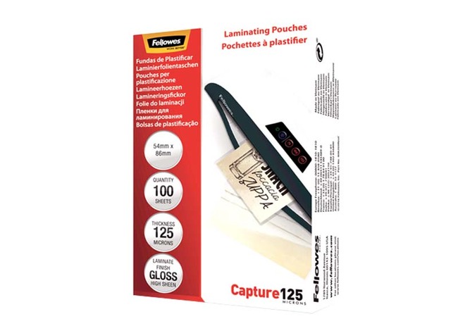 Lamineerhoezen - Fellowes Capture125 - 125 micron - 54 mm x 86 mm - glanzend - set van 100