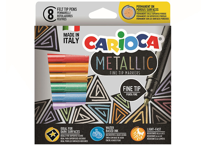 Stiften - kleurstiften - Carioca Metallic - fijne punt - set van 8 assorti