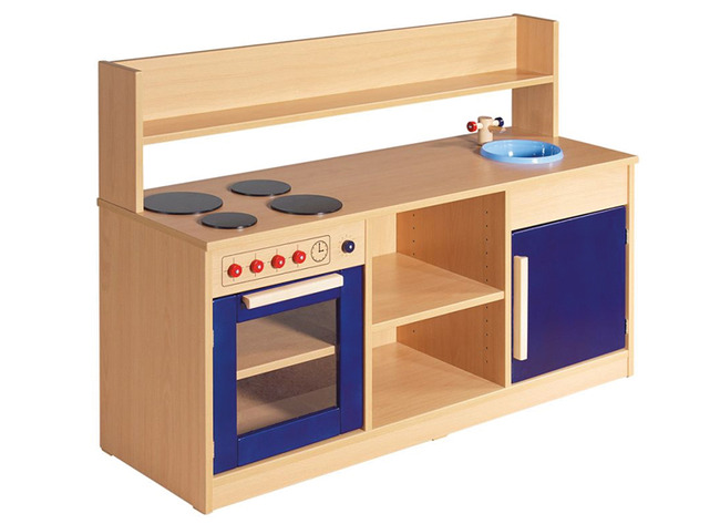 Speelmeubel - keukenblok - oven - kookplaten - aanrecht - 120 x 50 x 75 cm - lichtgeel - per stuk