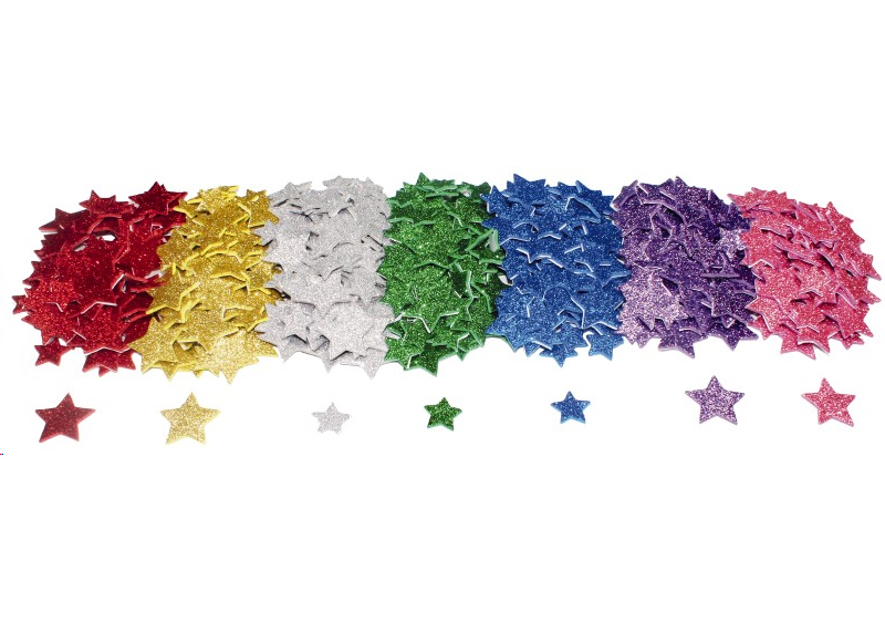 Stickers en mousse - néoprène - étoiles colorées scintillantes -  autocollants - ass/500 - Baert