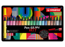 Stiften - kleurstiften - Stabilo Pen 68 Max Arty - XL beitelpunt - metaaletui - set van 20 assorti
