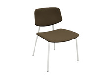 Stoel - Bekleed - Lago - Lounge - bruine - onderstel wit - per stuk