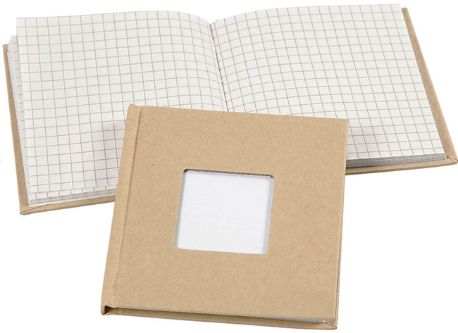 NOTITIEBOEK - PAPIER-MACHE - MET UITSPARING - 10X10CM - PER STUK