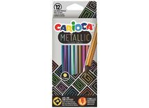 Potloden - kleurpotloden - Carioca Metallic - zeshoekig - etui - set van 12 assorti