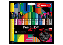 Stiften - kleurstiften - Stabilo Pen 68 Max Arty - XL beitelpunt - kartonetui - set van 12 assorti