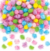 Decoratie - pompons - glitter - 30 mm - zelfklevend - pastelkleuren - set van 150