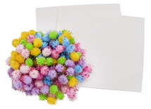 Pompons - glitter - 10 mm - zelfklevend - pastelkleuren - decoratie - set van 150