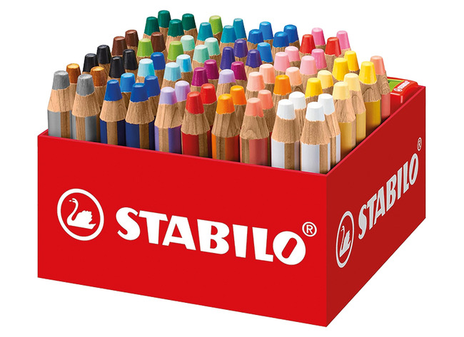 Potloden - waspotloden - Stabilo Woody 3in1 - klasverpakking - set van 76 assorti