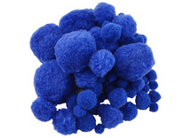 Pompons - 10-45 mm - blauw - decoratie - set van 100